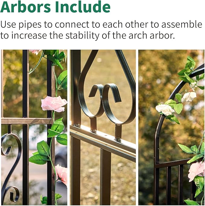 Metal Pergola Arbor, 100" H x 45" W Garden Arch Archway for Wedding Ceremony Party Curved Iron Plants Trellis Stand Use for Outdoor Garden Climbing Plants