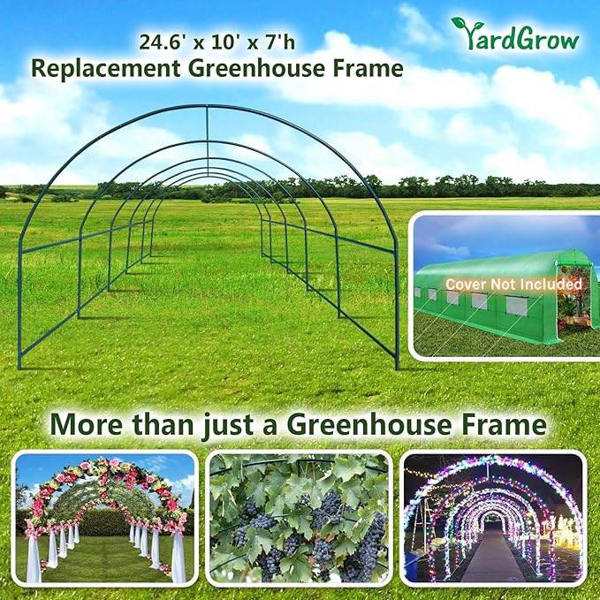 YardGrow Large Garden Support Arch Frame Climbing Plant Arch Arbor for Various Climbing Plant Roses Vines Birthday Wedding Party Decoration Pergola Frame (24.6' x 10' x 7')