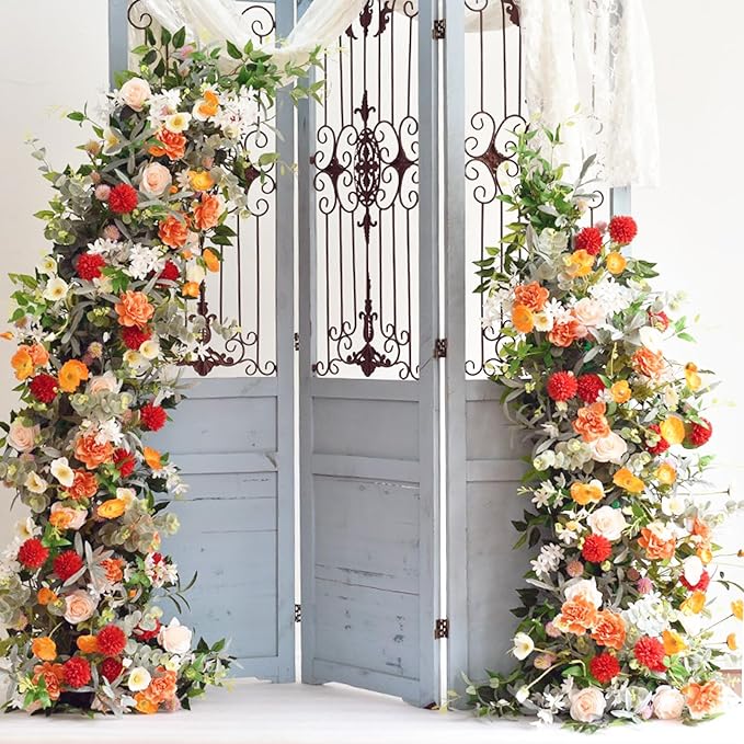 2pcs Large Wedding Arch with Base Flower Stand Arch Bracket Stand Backdrop Stand for Wedding Party Elegant Decorations & Garden Climbing Plants Vines,6.9&5.9 FT-Gold
