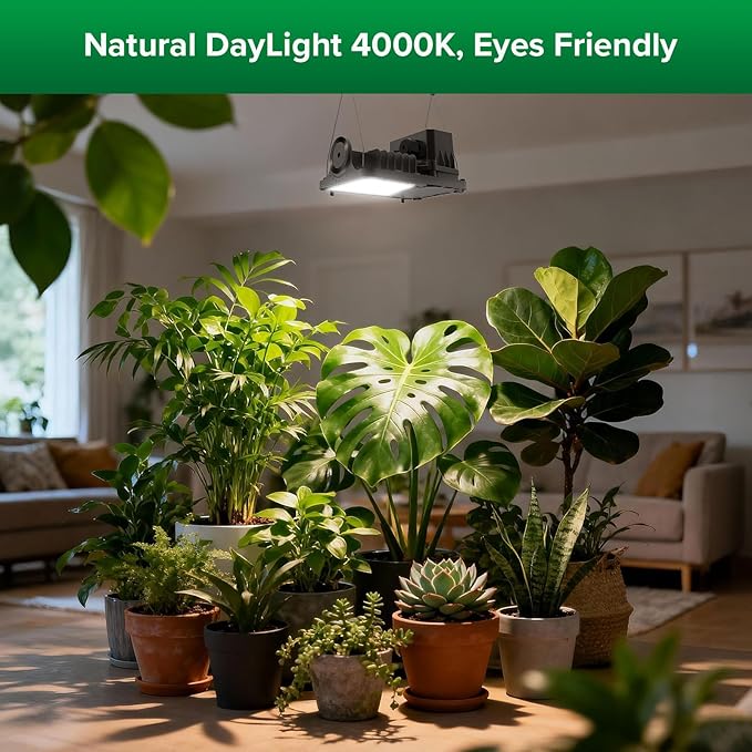 SANSI Grow Lights for Indoor Plants, 70W(500W Equiv) Full Spectrum Plant Light with Optical Lens for High PPFD, Dimmable Panel Plant Lamp with 4/8/12 Hrs Remote Control for 2x2ft Grow Tent Greenhouse