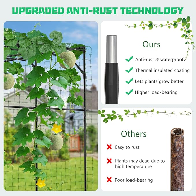 DoCred Large Garden Arch Trellis for Climbing Plants, 79'' H x 79'' L x 79'' W Outdoor Grape Vine Trellises Arch Arbor Gazebo, Grape Trellis for Courtyard and Garden Decoration, Black