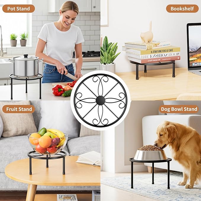 5-Pack Metal Plant Table Stand for 7-12 Inch Trays, Heavy Duty Flower Pot Stands for Multiple Plant, Anti-Rust Iron Plant Pot Shelf, Decorative Plant Racks for Indoor & Outdoor(BlackS)