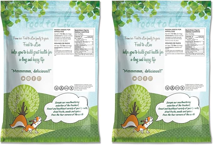 Radish Seeds for Sprouting, 15 Pounds – Edible Seeds, Pure, Vegan, Kosher, Bulk. Rich in Vitamin C. High Germitation Rate. Grow Sprouts, and Microgreens for Salad, Sandwiches, Rolls.