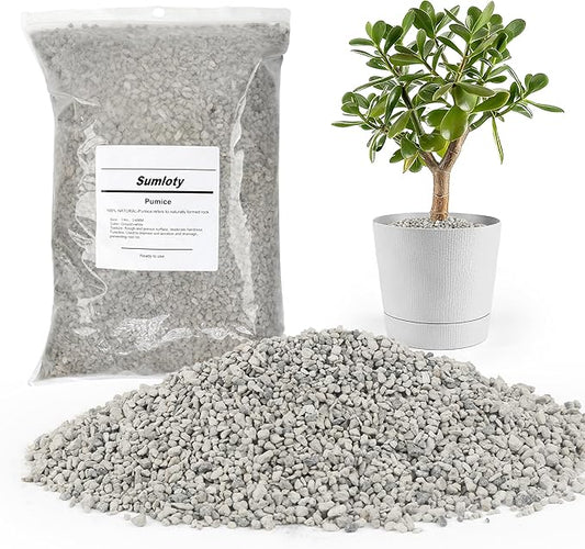 Horticultural Pumice for Plants, 3 Quarts Bag （4.4IB） Natural Soil Amendment, 1/4" Particle Size for Succulent, Cactus, Bonsai Tree, Orchid Potting Mix