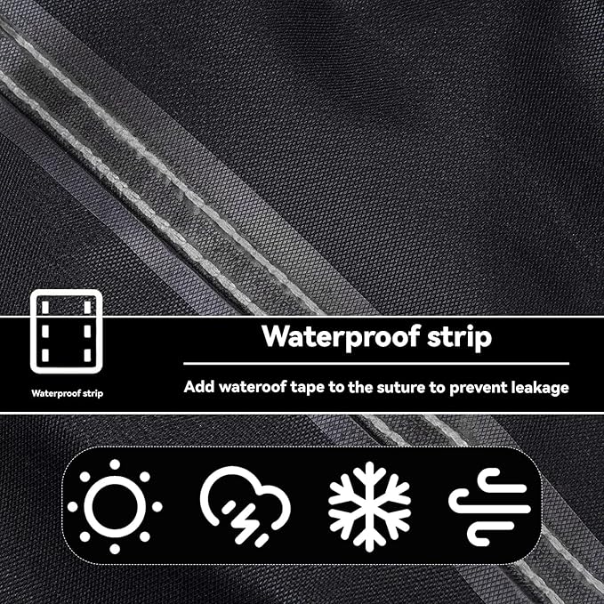 Outdoor Dining Table Cover - Heavy Duty Waterproof Cover for Patio Metal Steel Slat Table, Compatible 60" x 38" Black