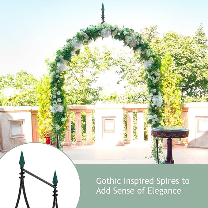 S AFSTAR 9.5 Ft Metal Arch, Outdoor Garden Arch for Various Climbing Plant Flower, Wedding Backdrop Stand Archway Arbor for Wedding Garden Party Ceremony Gothic Style Decoration, Easy-to-Assemble (2)