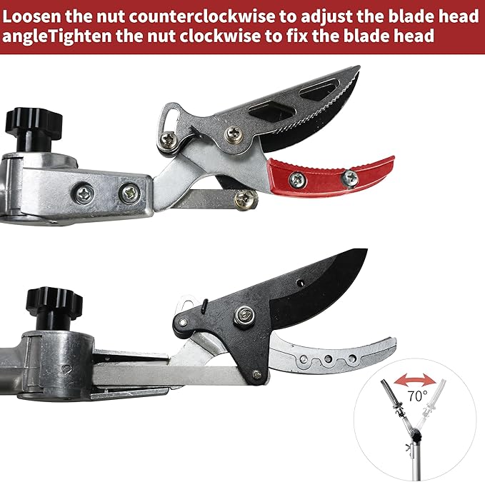 GARTOL Pruner for Garden, Cut Upto 1 Inch & Hold Telescopic Pole Pruner, Fruit Picker with Rotating Blade Head, Lightweight Aluminum Extendable Handle for Tree Branch Cutter, 7.87-13.78 FT, Silver