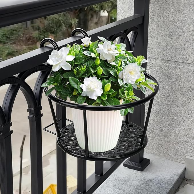4 Pack Hanging Baskets Pot Stand Plant Holders for Porch Railing