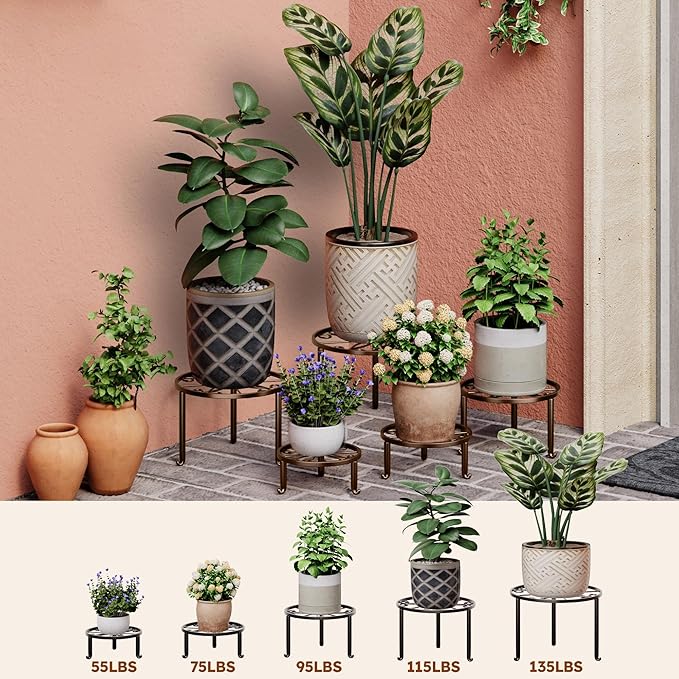 Set of 5 Metal Plant Stand for Heavy Potted Plant for Home Indoor and Outdoor Round Metal Corner Plant Stand for Flower Pot Stand Holder