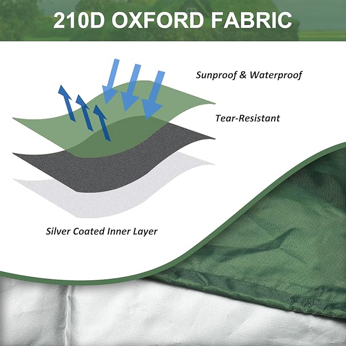 MECCANIXITY Zipper IBC Tote Cover 275 Gallon, 210D Oxford Waterproof Sunshade Rain Barrel Water Tank Protective Cover for 1000L Outdoor Garden, (39.37 x 47.24 x 45.66 Inch, Green)
