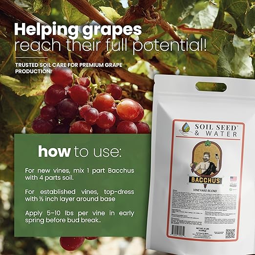 Soil Seed & Water Bacchus Organic Fertilizer for Grapevines – Concentrated Soil Amendment for Vineyards & Grape Fruit Production - OMRI Listed Organic Fertilizer