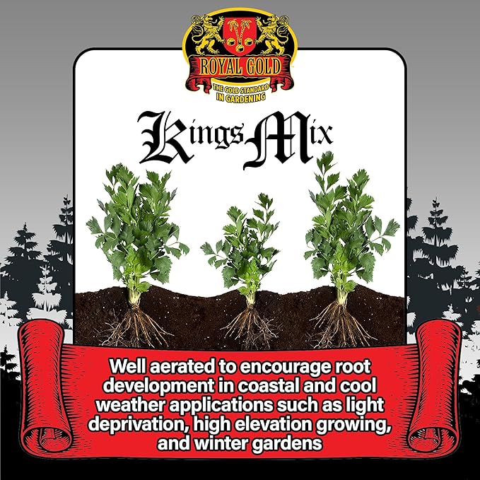 Royal Gold Kings Mix Versatile All Purpose Growing Medium, 1.76 Cubic Foot - for Healthy Root Development, Ensures Quick Drying and Accepts Immediate Plant Feeding