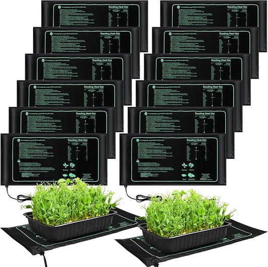 ROCEEI 18 Pack Seedling Heat Mat Bulk, 10" x 20.75" Heat Mats for Seed Starting Plant Heating Mat Grow Mats Waterproof Hydroponic Heating Pad Warm Seed for Greenhouse Plants Germination Grow
