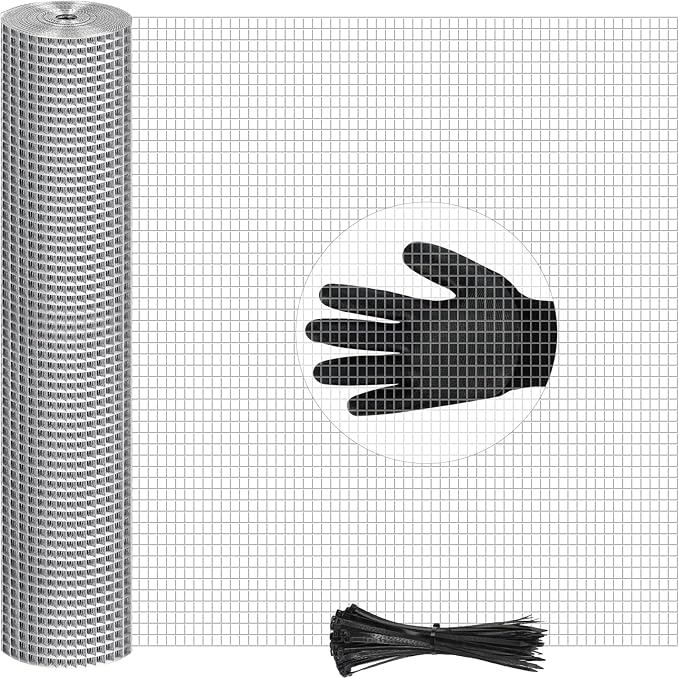 TNELTUEB 48in x 100ft Hardware Cloth Hot-Dip Galvanized Welded Wire Mesh - Heavy Duty 3/4inch 23 Gauge Chicken Wire Fencing for Garden, Chicken Coop, Rabbit Cage, Rodent & Predator Protection