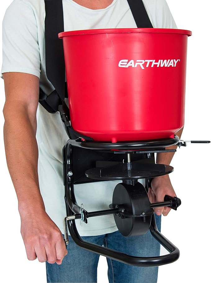EarthWay 3100 40 LB Professional Chest Mount Hand Crank Broadcast Spreader Including Even Spread Technology, Comfortable & Adjustable Harness Strap and Rain Cover