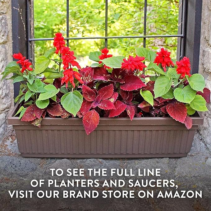 The HC Companies 18 Inch Venetian Window Planter Box with Drainage Plug, Lightweight UV-Resistant Plastic Outdoor Planters, 2-Pack Flower Box for Garden & Home Decor, Black