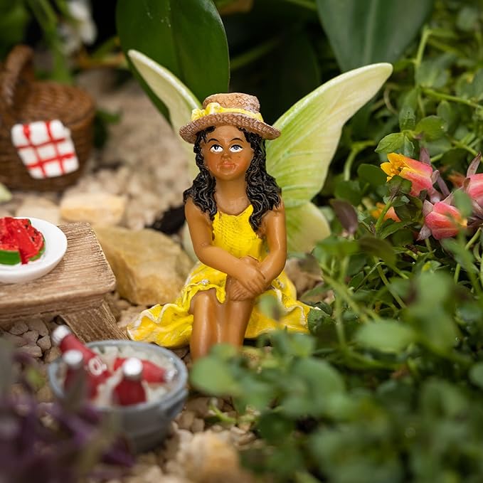 PRETMANNS Fairies for Fairy Garden – Cute Accessories for an Outdoor Miniature Garden – Boy & Girl Fairy Kit - 9 Colorful & Beautifully Crafted Pieces