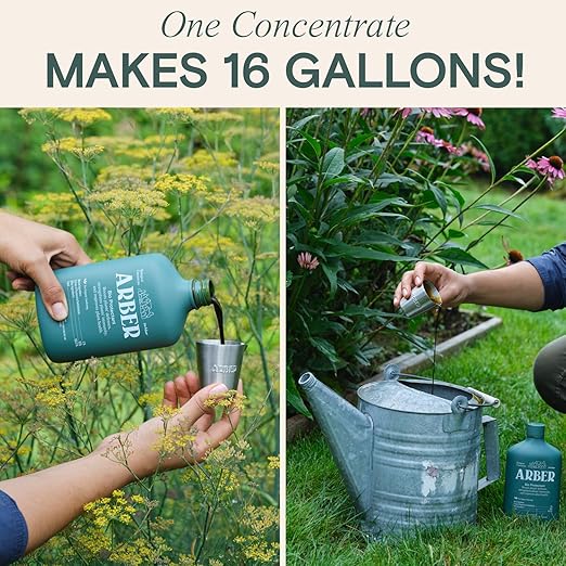 Arber Bio Protectant | Organic Outdoor Plant Fungicide and Root Stimulate Liquid Concentrate | Natural Bloom Boosting Growth Gardening Solution | Control Mildew, Mold, Spots | Make Over 16 Gallons