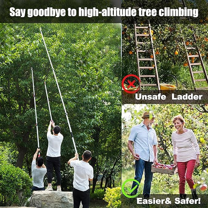xixi-home 4.2-7.2 Ft Extendable Tree Pruner,Lightweight Tree Trimmers Cut and Hold Pruners,Long Reach Pole Saw Pruning Shears and Hold Branches Bypass Lopper Telescoping Fruit Picker