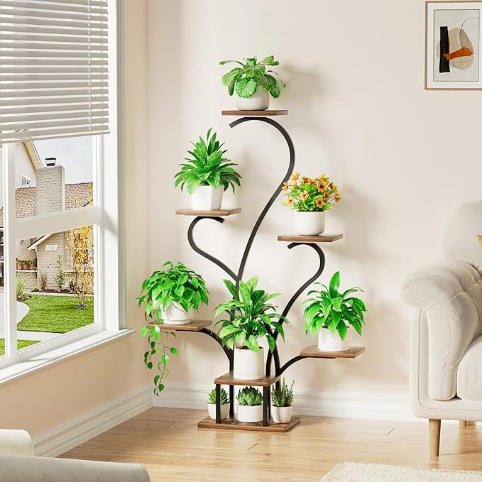 Plant Stand Indoor with Grow Lights - 7 Tiered Large Plant Shelf Indoor, 53" Corner Plant Stands for Indoor Plants, Matel Flower Holder Rack Display for Living Room Patio Garden Balcony Home Decor