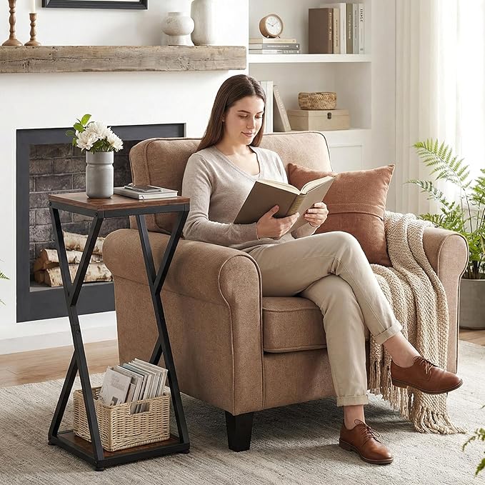 2-Tier Tall Plant Stand Indoor, Corner Plant Stands for Indoor Plants Multiple, Small End Table for Living Room, Corner Side Table for Home Decor
