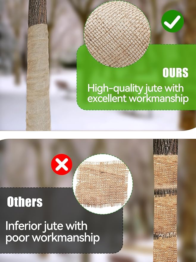 ANPHSIN 15ftx40in Natural Burlap Plant Covers Freeze Protection - Winter Frost Blankets Cloth Fabric Roll for Outdoor Bushes Trees Potted Plants Cold Weather