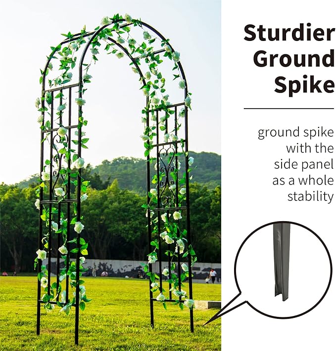 Metal Pergola Arbor, 100" H x 45" W Garden Arch Archway for Wedding Ceremony Party Curved Iron Plants Trellis Stand Use for Outdoor Garden Climbing Plants