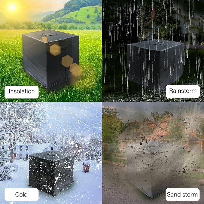 IBC Tote Cover, 275 𝑮𝒂𝒍𝒍𝒐𝒏 Water Tank Protective Cover for 1000L Garden Rain Water Tank, 420D Sunshade for Protect Water Tank from Harmful UV Rays (Black)