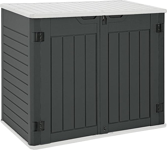 YITAHOME Outdoor Horizontal Storage Sheds w/o Shelf, Weatherproof Resin Tool Shed, Multi-Opening Door for Storage of Bike, Trash Cans, Garden Tools, 35 cu ft, Waterproof, Lockable, Dark Gray