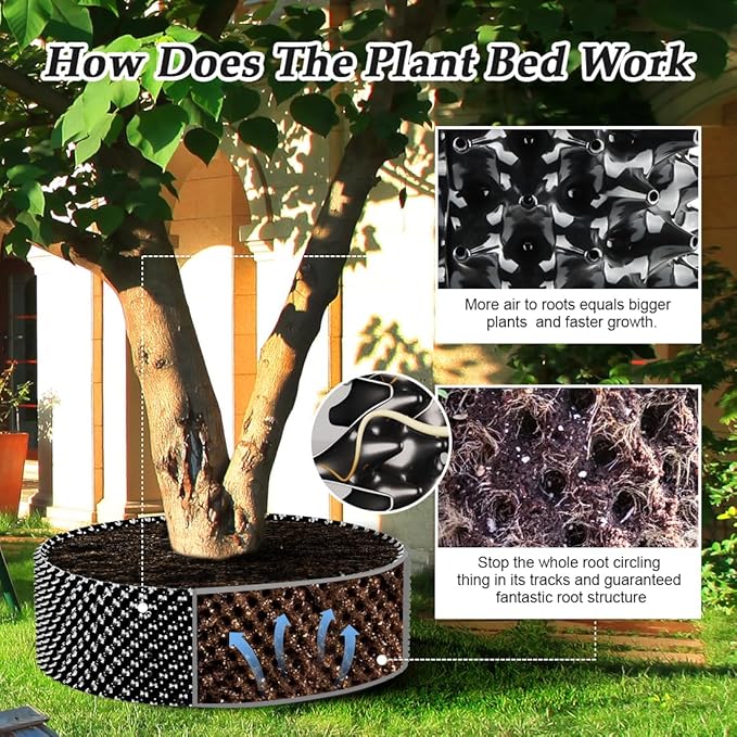 60 Gallon Air Pruning Container New Plastic Nursery Pot Fruit Vegetable Garden Grow beds (4 ft Diameter), Black