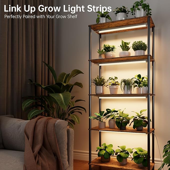 Bstrip Grow Light, 2FT 144W (6 x 24W) Plant Light, Full Spectrum with 660nm Red LEDs, 3686K T8 Grow Lights for Indoor Plants, Greenhouse, Seeding, Linkable Design with On/Off Switch, 6-Pack