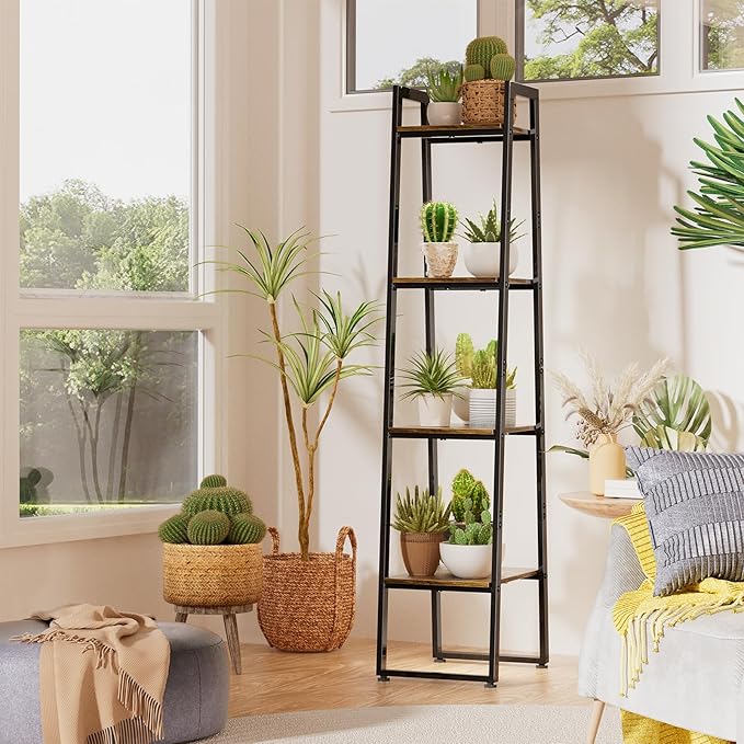 Simple Trending 4-Tier Indoor Plant Stand with 3 Adjustable Grow Lights, Heavy Duty Metal & Wood Ladder Shelf for Multiple Pots - Timer Function, Rust-Proof, Ideal Gift for Plant Lovers, Black