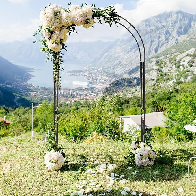Giantex Garden Arch Trellis - 7.2FT Metal Arbor for Garden Entryway Climbing Plants Rose, 4 Stakes, Outdoor Wedding Archway Pergola for Ceremony Bridal Party Decoration (Arch)