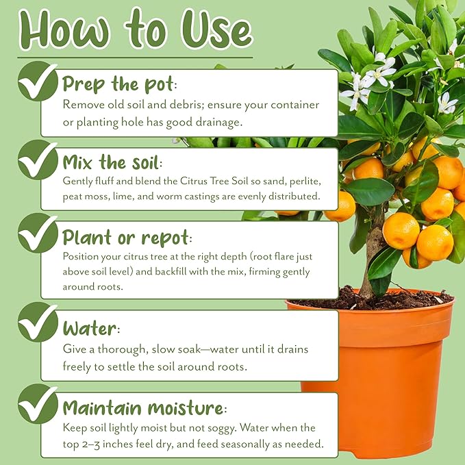 Soil Sunrise Citrus Tree Potting Soil Mix (12 Quarts) Special Blend for Indoor Oranges, Lemons, Limes and More