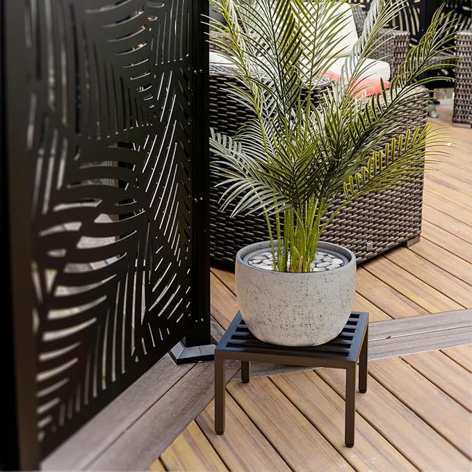 Zhongma 2 Pack 12" Sturdy Potted Plant Stand Flower Pot Holder Heavy Duty Construction, Square Low Plant Stand 12 x 12 x 7.87 inch for Home Indoor and Outdoor, Sturdy plant riser and saucer without Installation Required