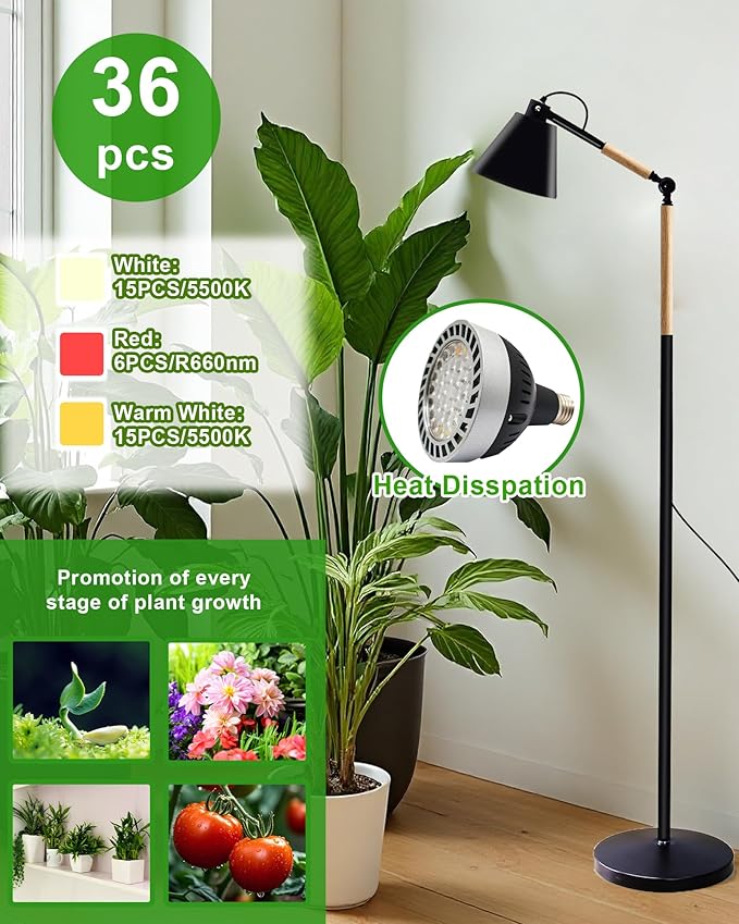 Standing Plant Grow Light, LED Growing Light Full Spectrum for Indoor Plants，4/8/12H Timer, Flow Grow Light for Tall Large Indoor Plants