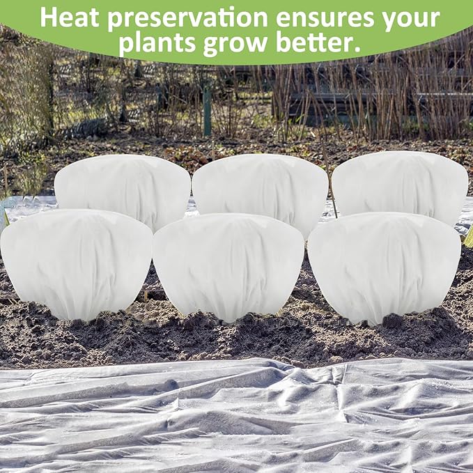 18 Pcs Winter Plant Covers Freeze Protection 39.4x23.6 Inch Horizontal Shrub Tree Plant Protection Bags Frost Blanket with Drawstring for Fall Winter Outdoor Garden Planting (White)