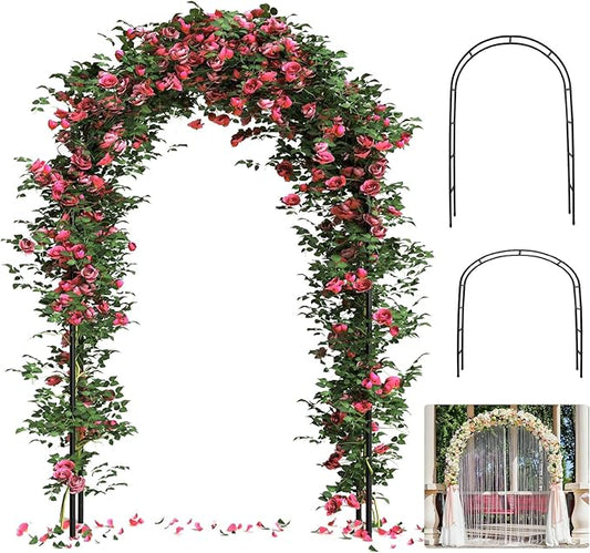 Thickened Tube Garden Arch, Wedding Arch- 4.6 * 7.8 or 6.4 * 7.5Ft, Easy to Assemble, Long Lasting and Durable, Metal Arch for Garden Arbor Trellis & Climbing Plant