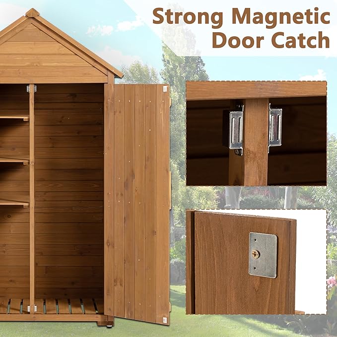KEIKI 39.56" L Outdoor Storage Cabinet Tool Shed,Wood Frame with Sloped Roof Lockable Door for Patio Furniture Tools