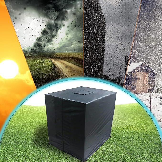 IBC Tote Cover, 275 𝑮𝒂𝒍𝒍𝒐𝒏 Water Tank Protective Cover for 1000L Garden Rain Water Tank, 420D Sunshade for Protect Water Tank from Harmful UV Rays (Black)