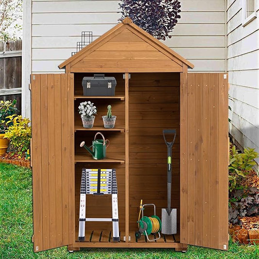 KEIKI 39.56" L Outdoor Storage Cabinet Tool Shed,Wood Frame with Sloped Roof Lockable Door for Patio Furniture Tools