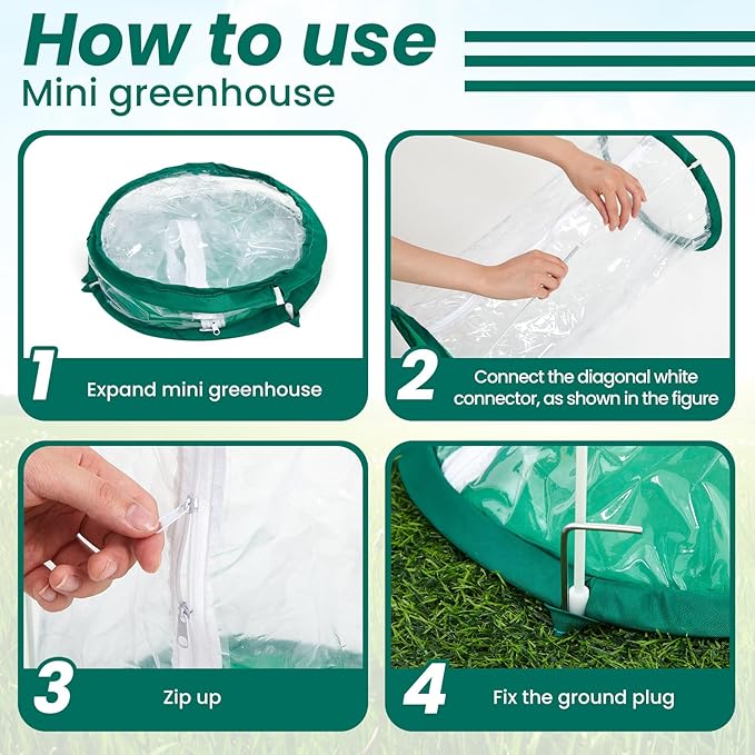 Nuanchu 1 Piece Mini Greenhouse 19.7 x 10.2 Inch Portable Plant Flowers Mini Cover PVC Clear Greenhouse for Indoor Outdoor Gardening