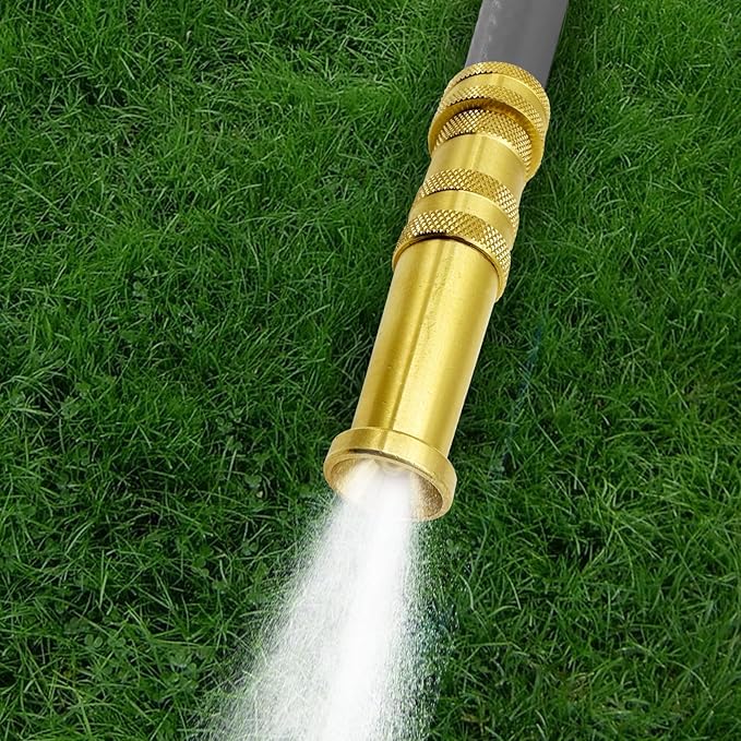 Brass Hose Nozzle Cyprium Water Hose Nozzle High Pressure Adjustable Twist Heavy Duty 5" Brass Nozzle for Garden Hose, Power Washer