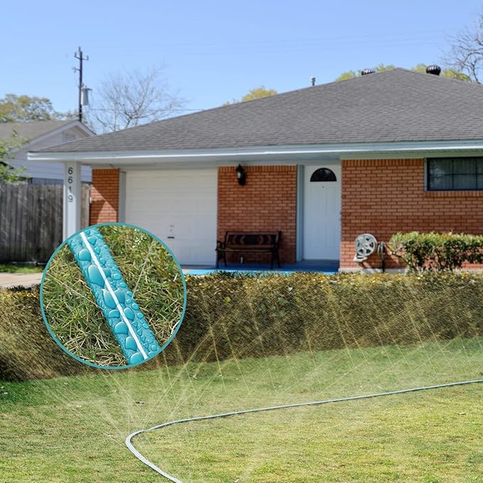 LINEX Sprinkler Soaker Hose 15 ft 2 pack for Garden Lawn Watering Hose with Stakes