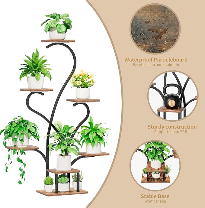 Plant Stand Indoor with Grow Lights - 7 Tiered Large Plant Shelf Indoor, 53" Corner Plant Stands for Indoor Plants, Matel Flower Holder Rack Display for Living Room Patio Garden Balcony Home Decor