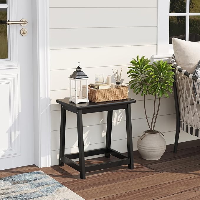 Wood End Table Side Table Tall Seat Stool Dining Stool Wooden Plant Stand Indoor Bedside Table Nightstand Plant Table Bathroom Flower Pot Stand for Living Room Bedroom Kitchen (Black)
