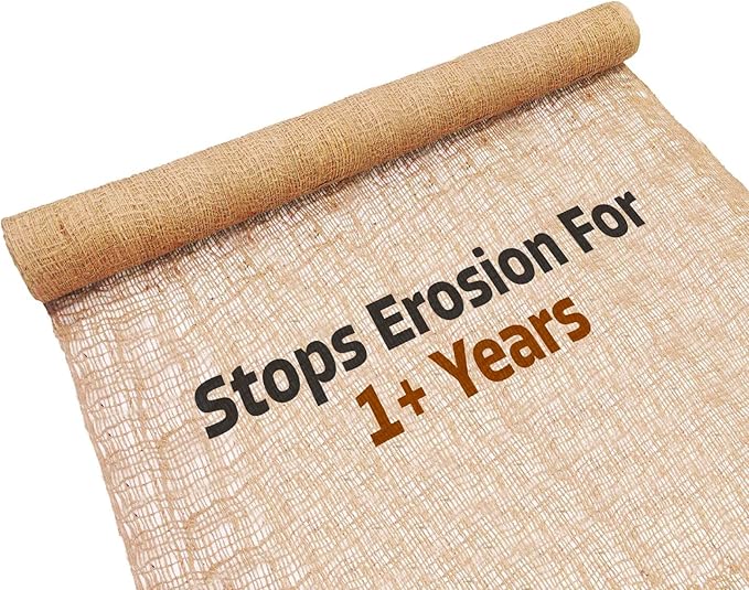 Sandbaggy Jute Netting Roll, 8 ft x 112ft - Biodegradable Erosion Control Blanket for Slopes, Hills & Drainage, Eco-Friendly, Durable Soil Stabilizer, Contractor-Approved for Landscaping (5 Rolls)
