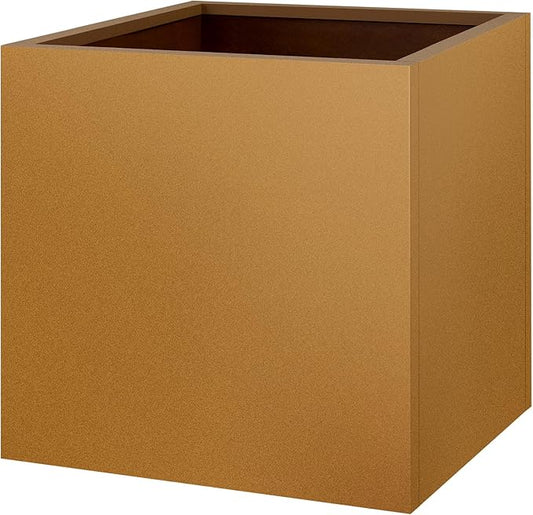 Corten Steel Planter Box 24"x24"x25", Metal Planter Spliced Flower Pot with Partitions, Outdoor & Indoor Large Rectangular Planter Box for Porch, Patio, Garden, Commercial Décor