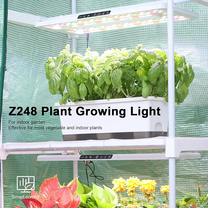 22" x 10" Grow Lights for Indoor Plants and Vegetables, Full Spectrum LED Growing Lamp for Indoor Garden Greenhouse - Features Two Smart Light Mode, 12~23H Timer - 2 Pack (2 in Series White)