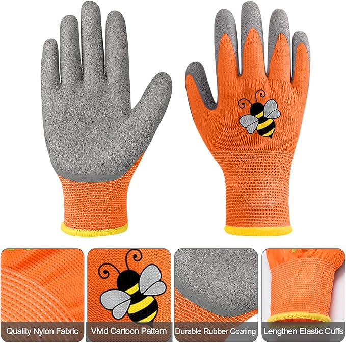 36 Pairs Kids Garden Gloves Children Work Gloves Non Slip Rubber Coated Gardening Gloves for Kids Toddlers Youth Boys Girls (Small (Age 3-5))